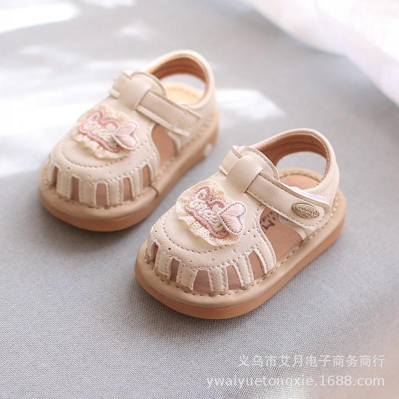 

Cute Floral Closed-Toe Toddler Shoes, Soft Sole Anti-slip Hook & Loop Literary Princess Sandals for Baby Girls 20