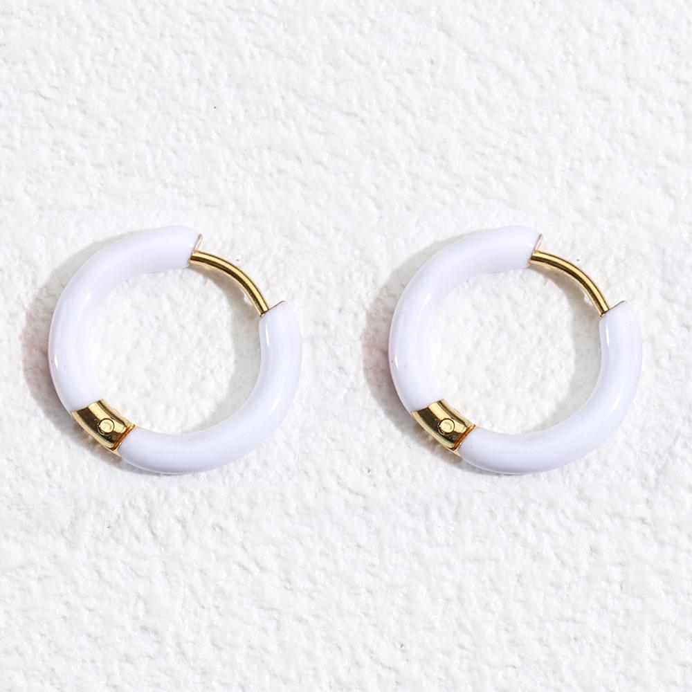 

6pcs Stainless Steel Round Earrings Gold Plated Spring Ear Clips Hoop Earring for Man Women Jewelry DIY Accessories