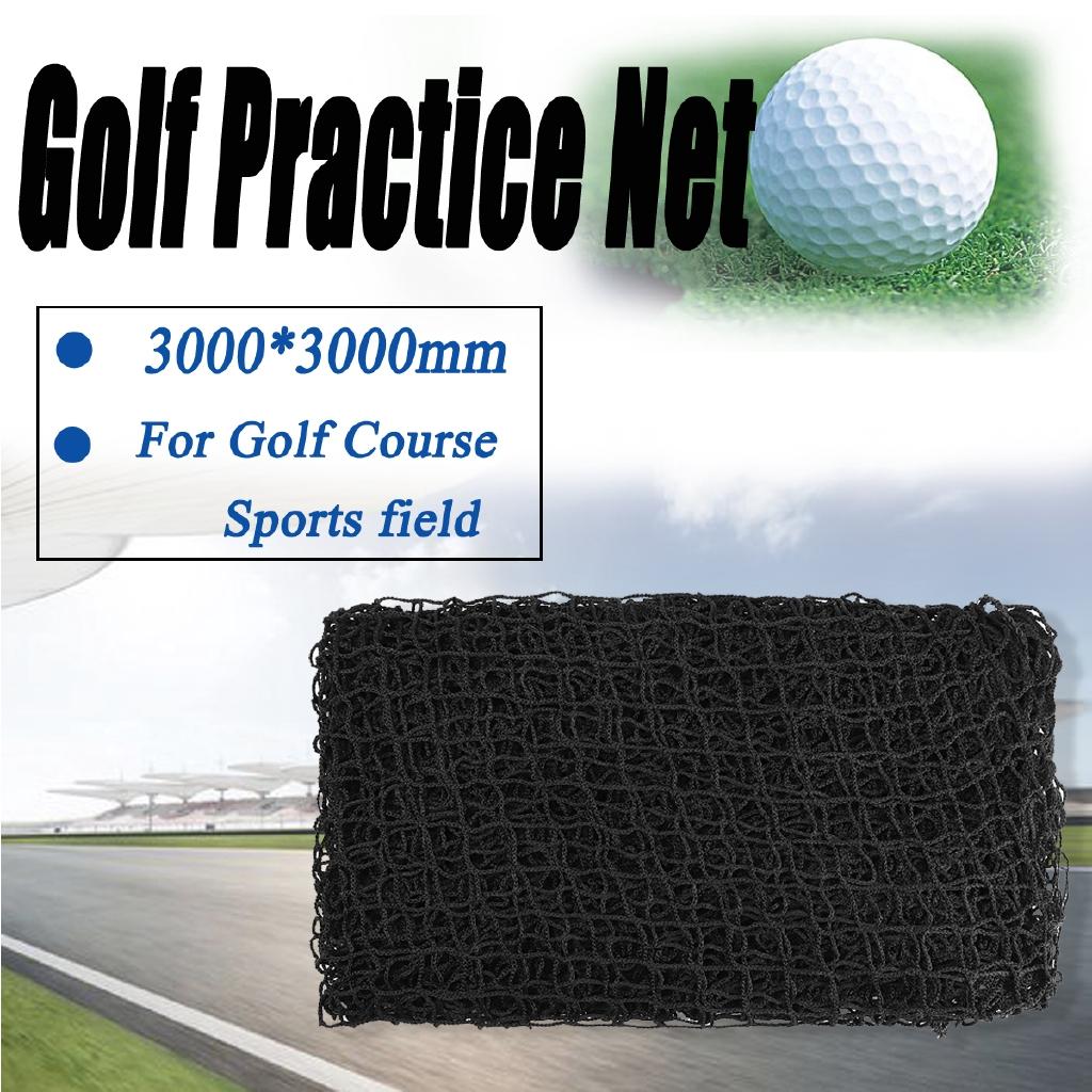 Golf Practice Net Heavy Duty Impact Netting 3m X 3m Rope Border On All 4 Sides Black 30x30mm
