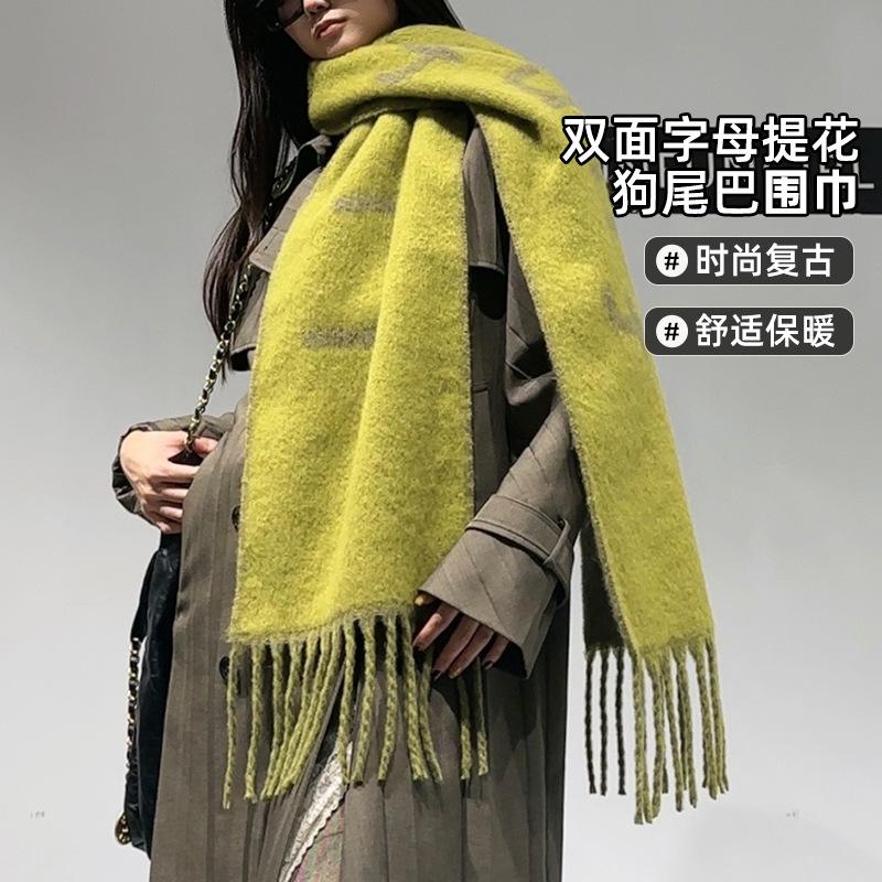 Autumn and winter high-end red shawl cape long wool scarf fashion versatile fringed cape triangle scarf