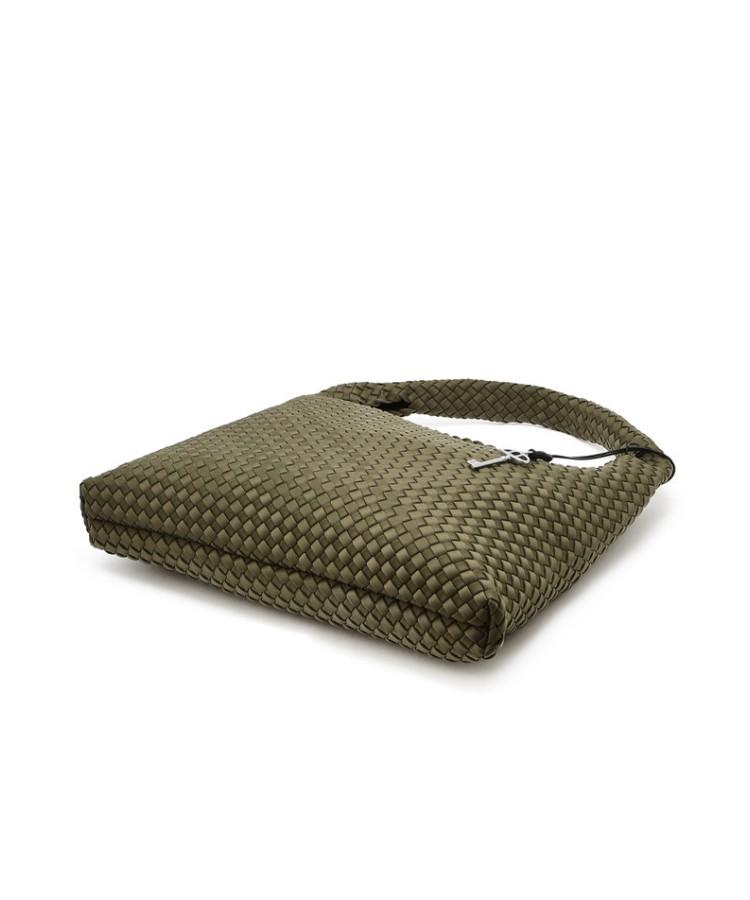 Athe Vanessabruno Khaki Neoprene Weaving Shoulder Bag L Aaba6E851K3