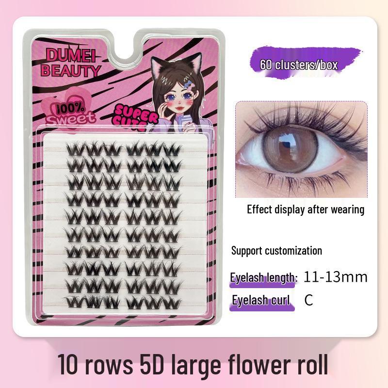 10-Row Autumn Leaf & Sunflower Faux Eyelashes - Flat, Glue-Free