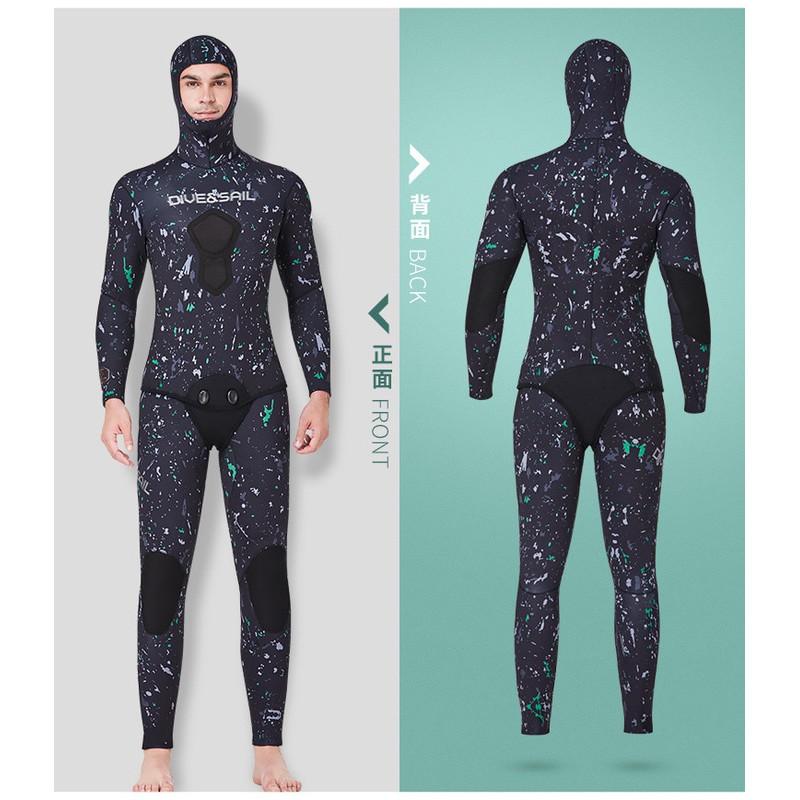 Mens Camo Hooded 3mm 5mm 7mm Neoprene Wetsuit Freediving Surfing Snorkeling Water Sports Thermal Protection