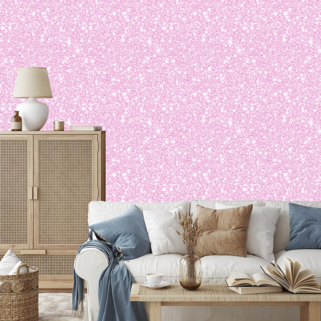 Powder pink, white and lavender glitter wallpaper for living room and bedroom 50x1000