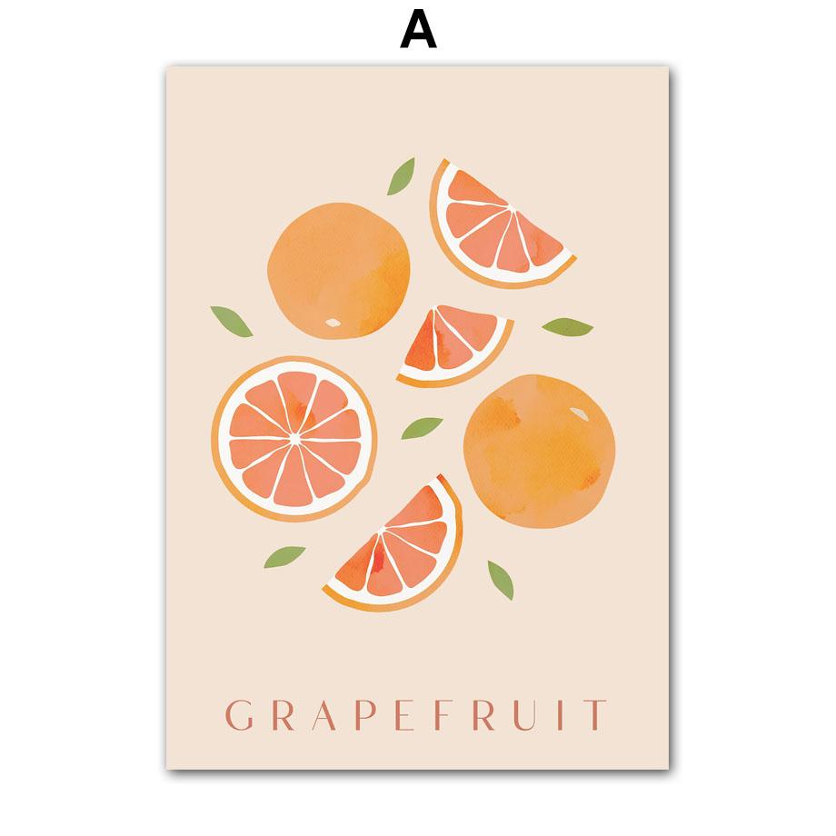 Grapefruit Raspberry Cherry Banana Lemon Posters And Prints Canvas Painting Nordic Wall Art Pictures For Kitchen Room Decor