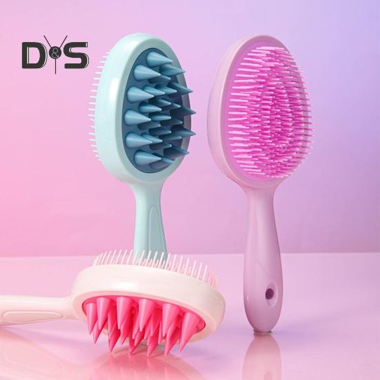 Doppelseitige, gezahnte Shampoo-Bürste, langer Griff, Kopfhautmassage, tragbarer Kamm zum Entwirren von nassem und trockenem Haar, Haarreinigungswerkzeug, Körperwäscher