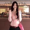 Sweet Hollow-Out Long-Sleeve Top for Women, New Autumn and Winter Model, Unique and Stunning, Elegant Casual Slim-Fit Slimming Knit Sweater
