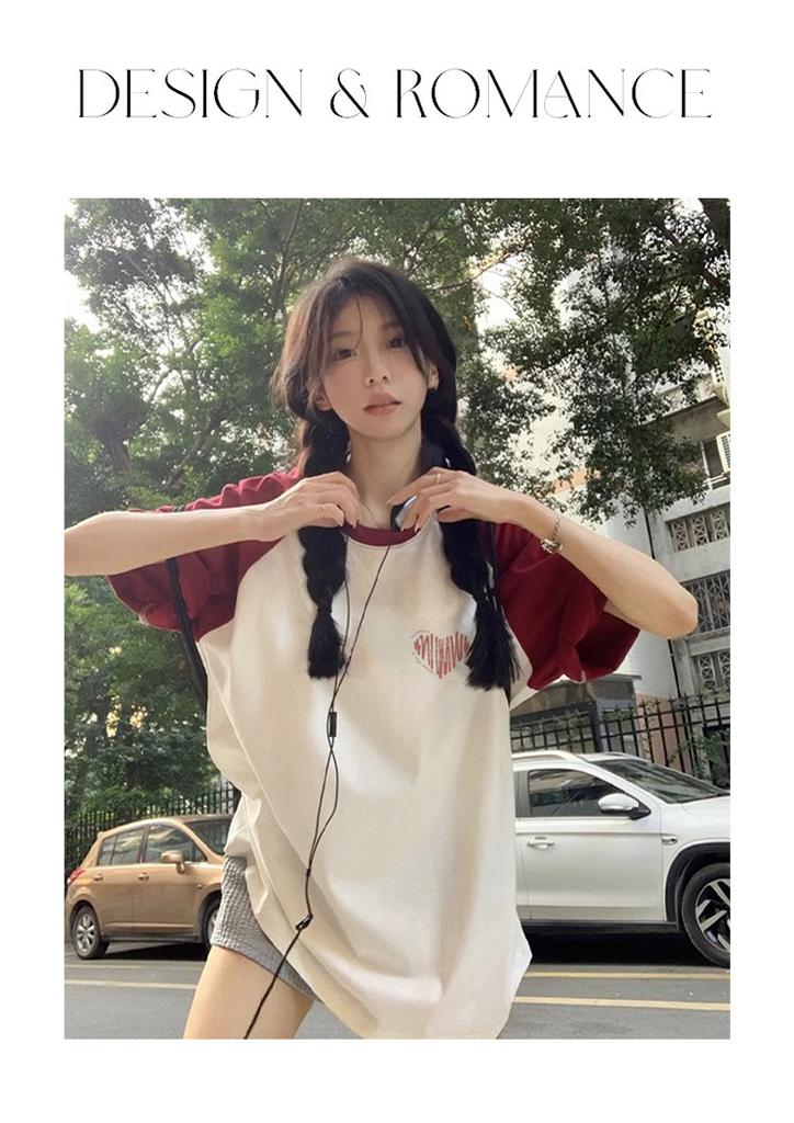 Round Neck Lazy and Fashionable Short-sleeved T-shirt for Women