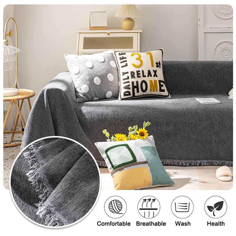 Universal Sofa Towel Solid Fringe Sofa Napkin Summer Camping Blanket Shawl Cloth Full Cover Sofa Cushion Nordic Style Home Hotel