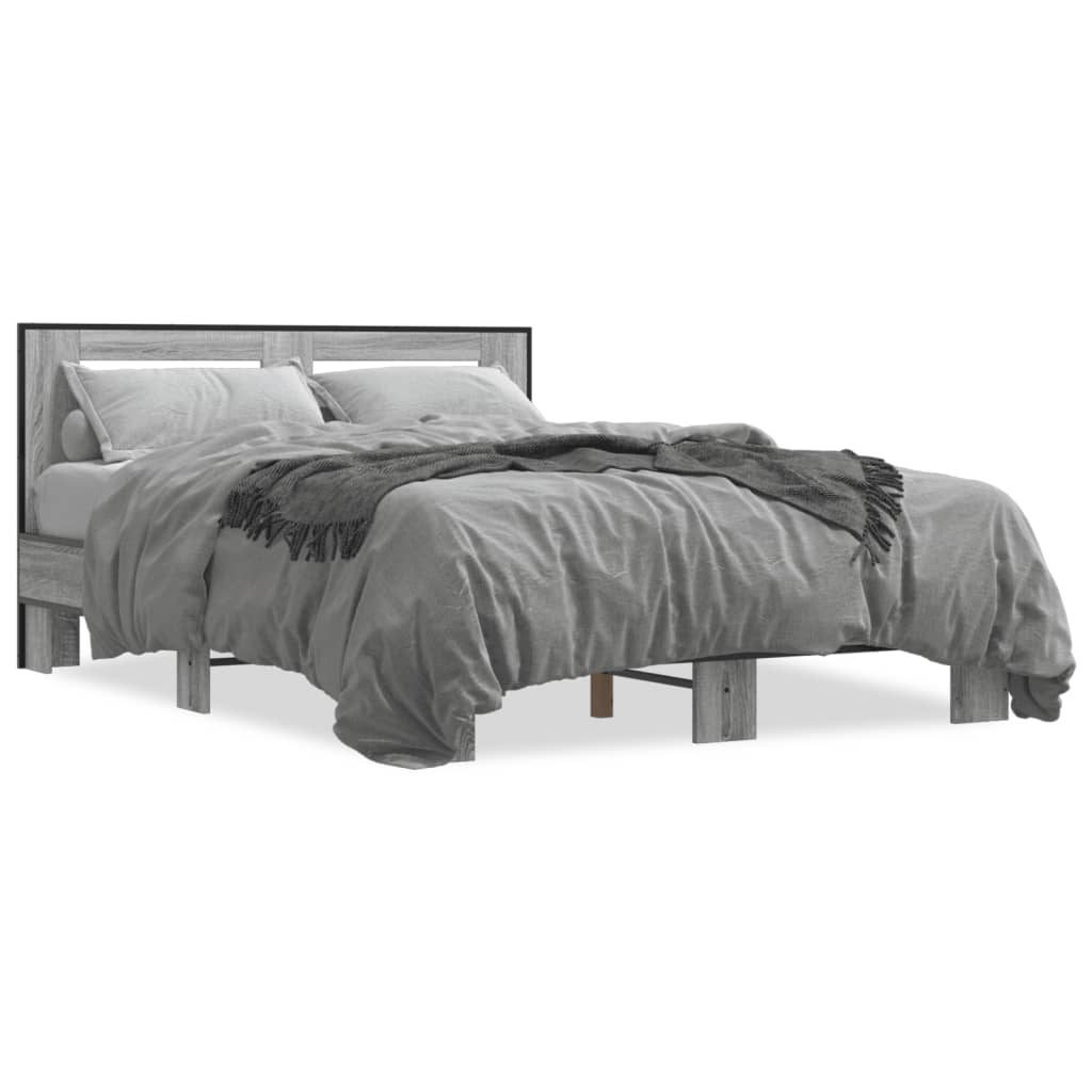 Bed Frame Gray Sonoma 120x200 cm Particleboard and Metal