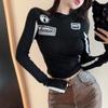 Maglietta a maniche lunghe 2KWEIRD da donna, top slim semplici, abbigliamento Y2k, streetwear coreano femminile di tendenza