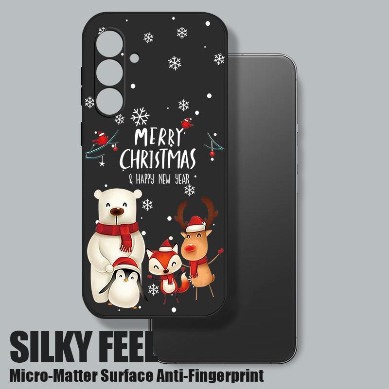 Christmas Bear Elk Phone Case For Samsung Galaxy S25 Ultra S24 Plus S22 S23 S21 FE A15 A16 A17 A35 A36 A54 A55 A56 Shockproof Soft TPU Lanyard Cover