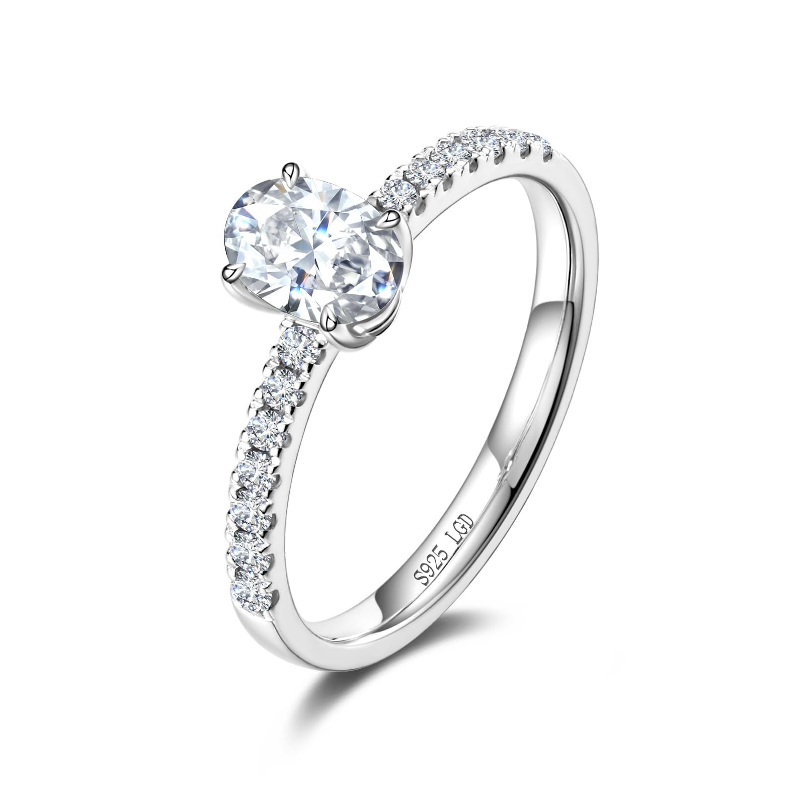 

FANCIME Diamond Ring Main Size Sterling Silver Oval Cut Perfect for and Gift Wrapping Women s One Promise Stone 0.5ct (0.61ct) / 0.61ct (0.5ct) /