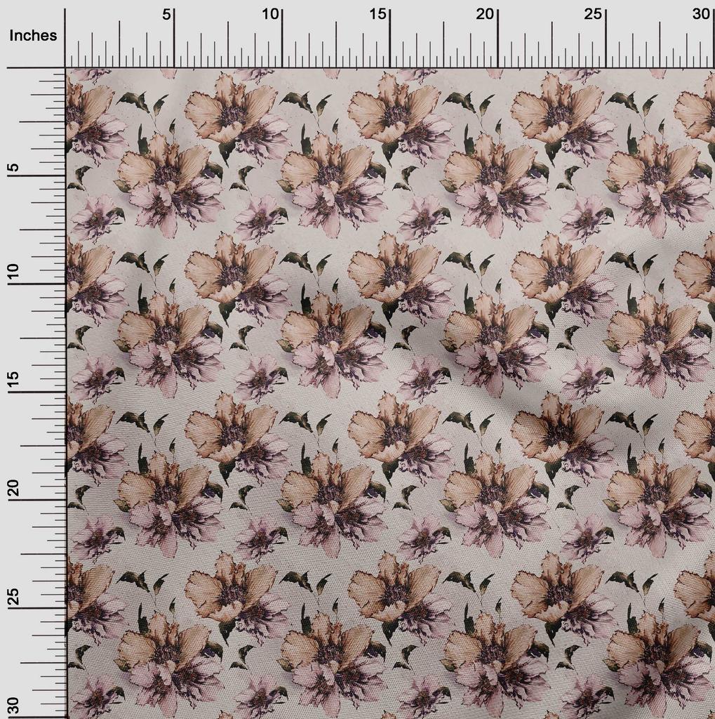oneOone Cotton Flex Dusty Pink Fabric Florals Craft Projects Decor Fabric Printed By The Yard 40 Inch
