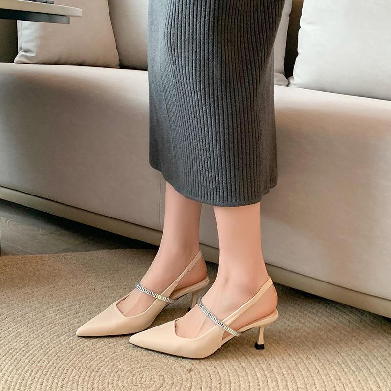 

Fashion High Heels Shoes For Women Summer New Pointed Toe Stiletto Black Sexy Ladies Sandals Rhinestone Sequins Elegant Party Pumps 35