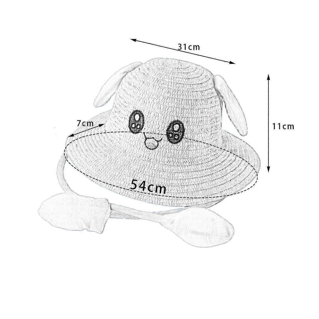 Bunny Ears Straw Hat Hat Cartoon Cute Comfortable Sun Protection Cute Children