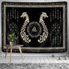 Viking Dragon Tapestry, Ancient Rune Dragon Totem Norse Mythology Wall Art Tapestries, Black White Mystical Geometric Norse