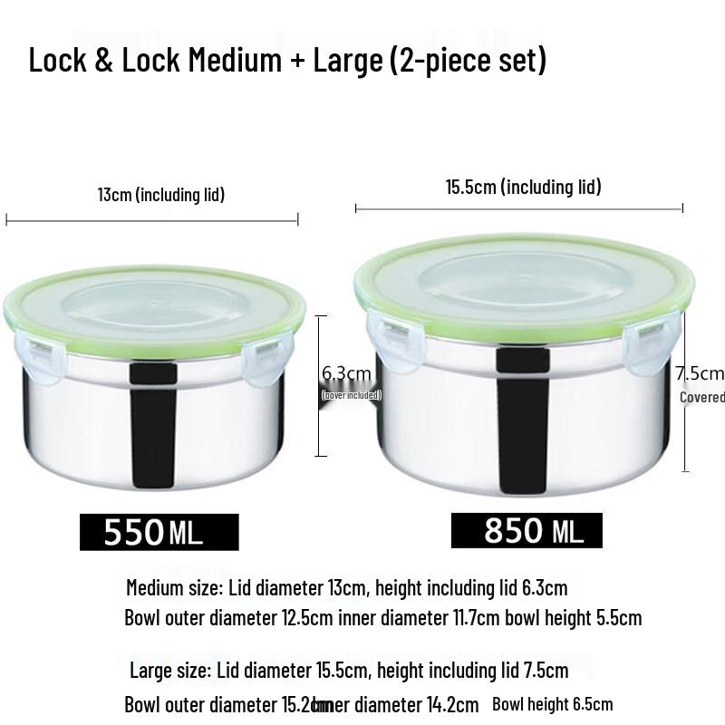 Lainuo 304 Stainless Steel Sealed Food Storage Bowl Set
