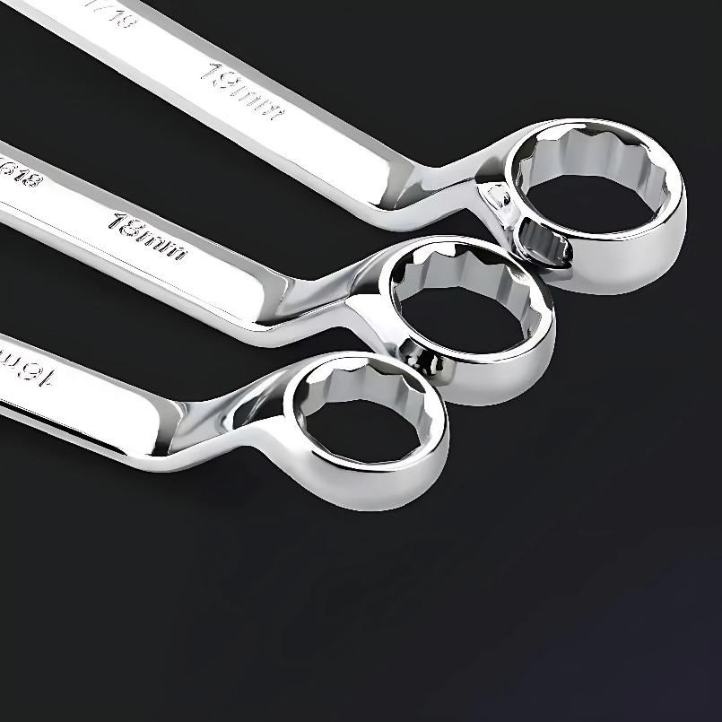 Dual-Ended Box End Wrench with Multifunctional Offset Ring Spanner - Heat Treated, Hardened Carbon Steel Wrench 5,5mm-41mm