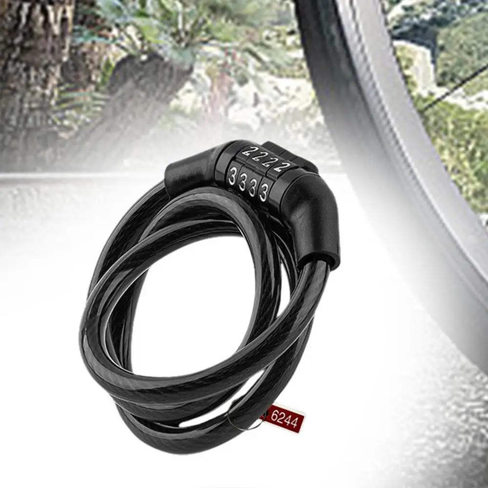 4 Digit Bike Lock Combination, Heavy Duty Security Cable Lock, Resettable Coiled Wire Lock for Mountain Bike, Road Bike, Scooter & Motorcycle