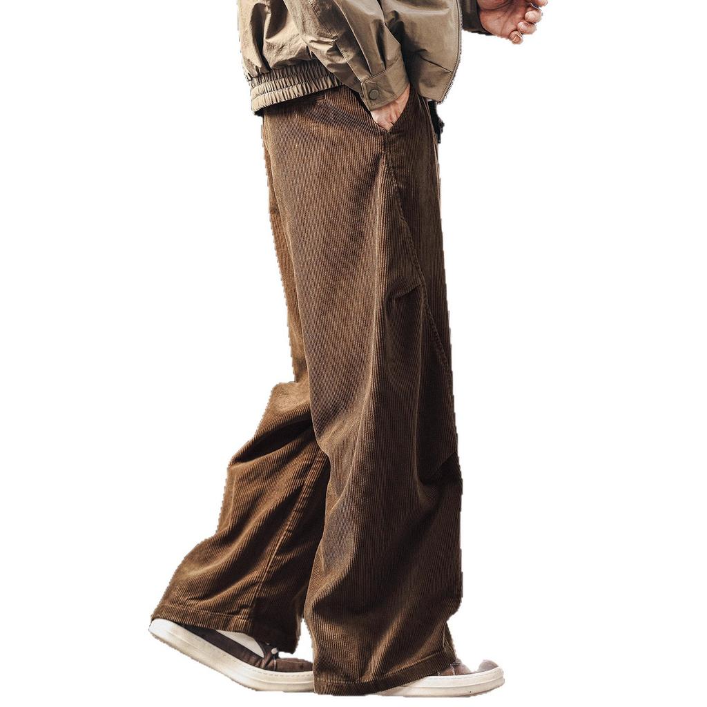 High-end American vintage corduroy curved blade casual pants for men, new autumn lazy loose drape sweatpants for men