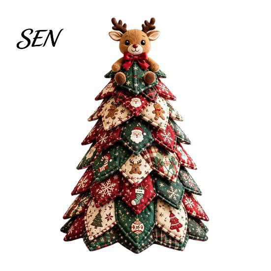 Craft Kits for Home Decor DIY Quilted Fabric Christmas Tree Kit, Vintage Patchwork Sewing Set Festive Projects Holidays Tabletop Decor, Handmade Xmas