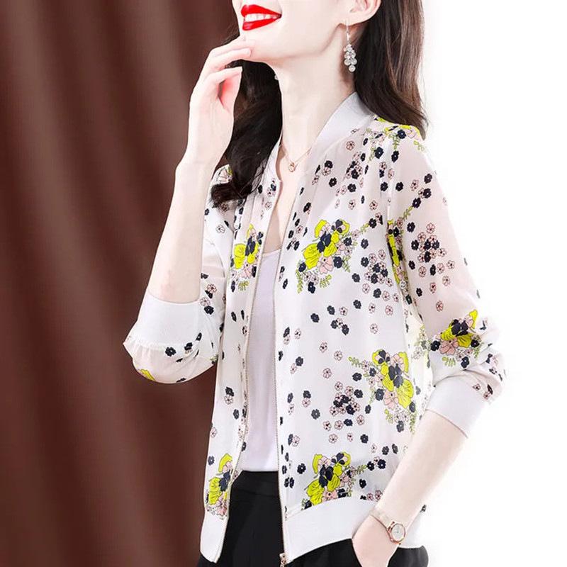 Elegant Chiffon Sun Protection Women s Top – Stylish Long Sleeve, Versatile Thin Jacket XL
