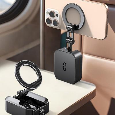 3 In 1 Magnetic Phone Stand Foldable Phone Holder for Gym Travel Adjustable Phone Stand Clip-on Mount for Airplane Tray Desk