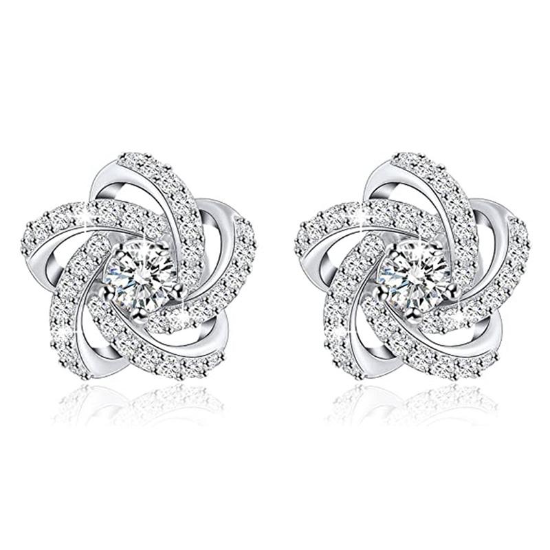 

Huitan ослепительные серьги-гвоздики в форме цветка женские блестящие кубические цирконии изящные аксессуары для пирсинга ушей модные ювелирные изделия