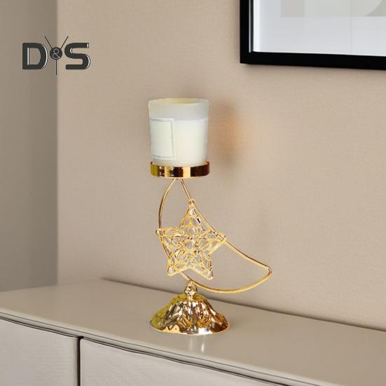 Eid Ramadan Moon Shape Candle Holder Rustproof Corrosion Resistant Candlestick Holder Ramadan Centerpiece Decoration