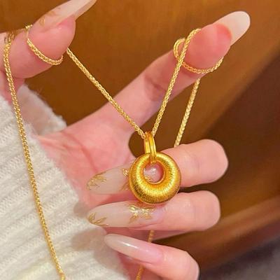 Collar Colgante Pepita Oro Cepillado Hebilla de la Paz - Cadena Clavícula para Mujer de Alta Gama