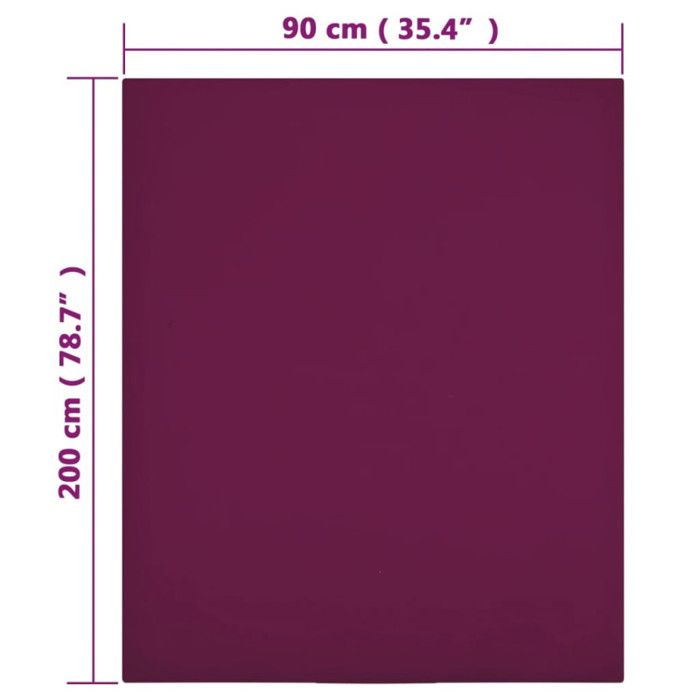 136250 vidaXL Drap-housse Jersey Bordeaux 90x200 cm Coton