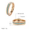 New  Rose Gold Full Circle Ring Luxury Stackable Turquoise Finger Ring For Women Fine Daily Vintage Jewelry