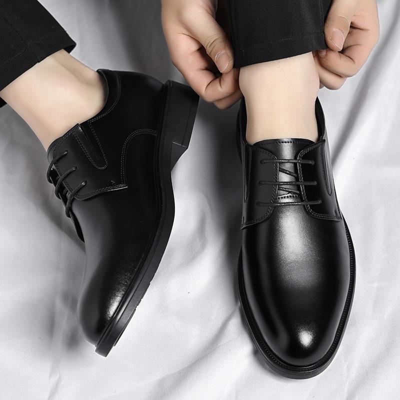 Fashion Men's formal leather shoes Classic minimalist gentleman style Daily office outdoor leisure business Men's wedding Black shoes