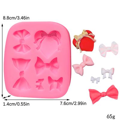 1Pcs Cute Candy Knot Bow Molds Soft Silicone Fondant Resin Art Mold Bolo Decoração Pastelaria Cozinha Acessórios Ferramentas de Cozimento