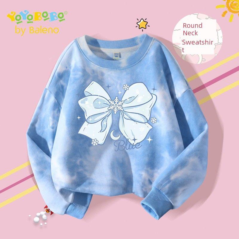 Baleno Kids Ybb Series Girls  Sweatshirt Spring and Autumn Style Children s Super Cute Top Autumn Outfit for Older Girls Blue # Yb Blue Bow 130