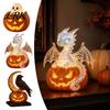 Handgefertigte Harz-Feiertagsgeschenk Halloween Kürbis Drachen Statue, LED leuchtende Figur Einzigartige Gothic Heimdekoration mit Warmem Licht, Gruselige Fantasy