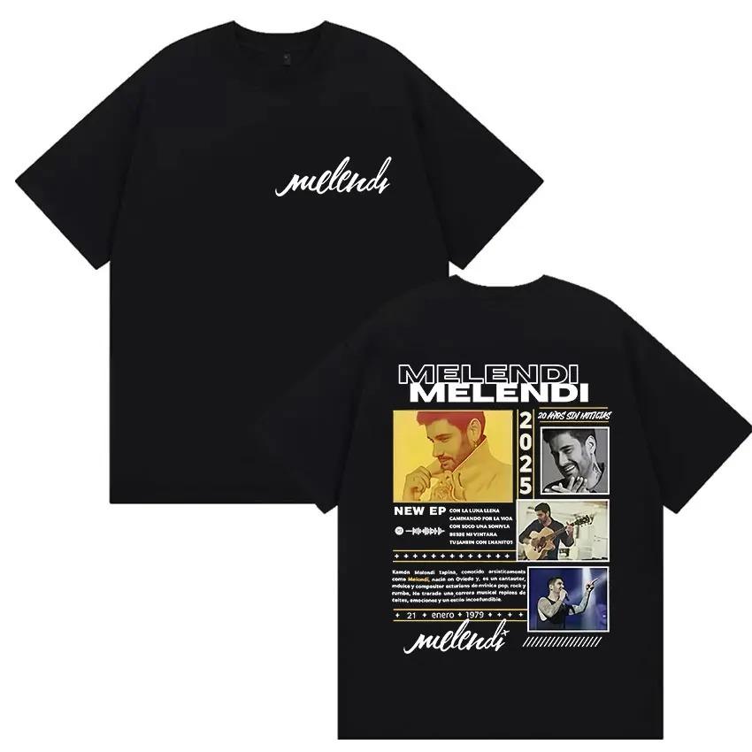 Rapper Melendi Tour 2025 Album Merch T Shirts Men's Vintage Gothic Oversized Cotton T-shirt Plus Size Streetwear Cotton Hip Hop