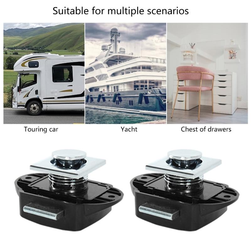 2pcs Auto RVsParts Push Button Cabinet Door Catch Keyless Cupboard Locks for Yachts Caravans Furniture