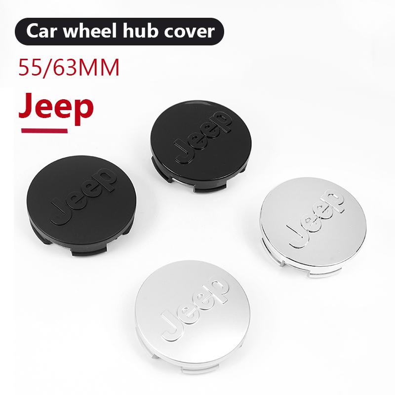 4Pcs 55/63MM Car Wheel Center Cover Stickers Hub Cap Decoration For Jeep Grand Cherokee Wrangler JK Gladiator Compass Renegade P