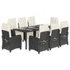 VidaXL Ensemble à Manger de Jardin avec Coussins 9 pcs, Table et Chaises avec Dossier Réglable, Meubles d'Extérieur, 3212887