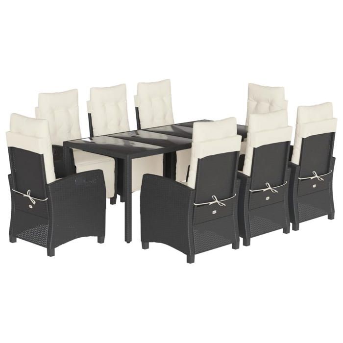 VidaXL Ensemble à Manger de Jardin avec Coussins 9 pcs, Table et Chaises avec Dossier Réglable, Meubles d'Extérieur, 3212887