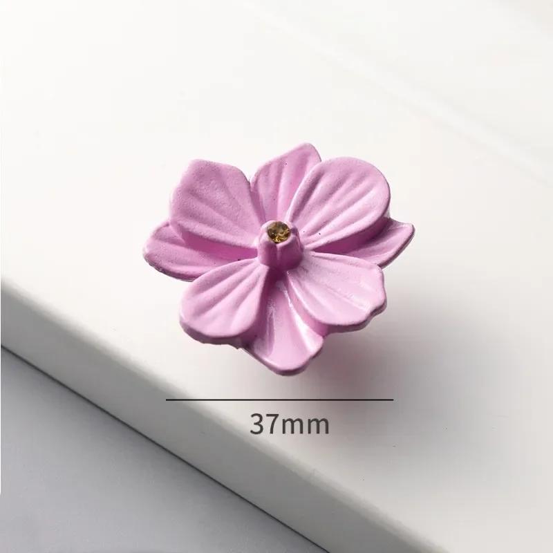 

2pc Colorful Flowers Kitchen Cabinet Door Handle, Bedroom Wardrobe Knob, Children s Room Furniture Decoration Handle,Black Pink
