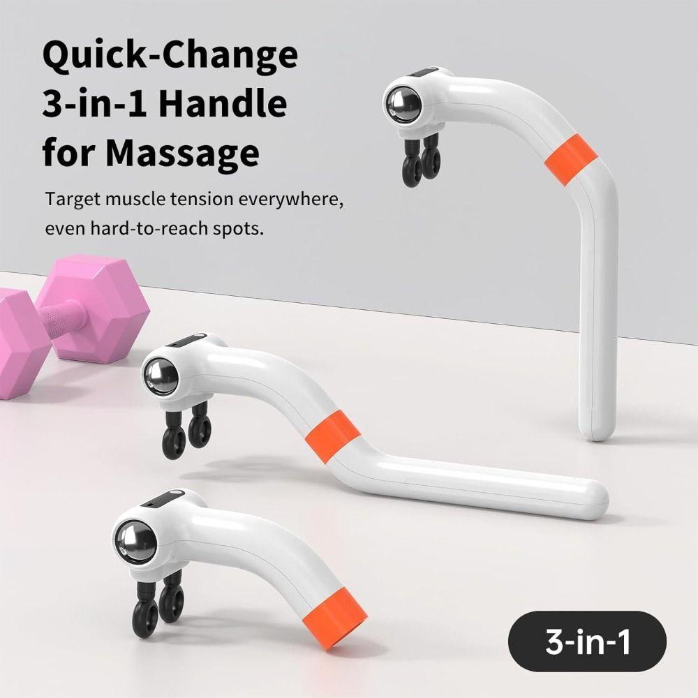 Mit Verlängerungsgriff Abnehmbarer Massager 6 austauschbare Köpfe Doppelkopftiefengewebeklopfen Rückenmassagegerät