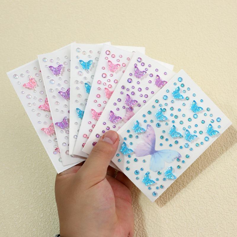 1Pcs Face Diamond Gem Pearl Sticker 3D Colorful Tattoo Eyeshadow Stickers Fo Festival Nail Body Makeup Bling Decor