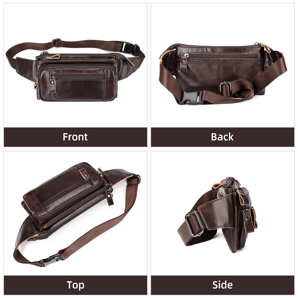Humerpaul Famosa marca de moda para hombres, riñoneras de cuero genuino, organizador, bolsa de viaje para el pecho, cinturón de cintura, riñonera pequeña para teléfono móvil