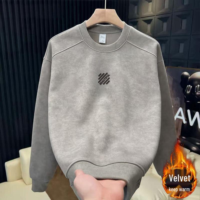 Men s Korean Style Tie-Dye Hoodie, Velvet, Long-Sleeve, Trendy and Versatile for Autumn and Winter. 4XL