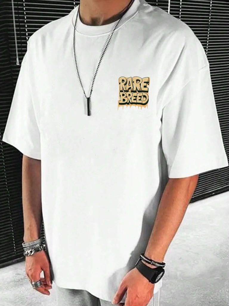 Rare Breed Funny Letter Graphic Print Tshirt Men Cotton Oversize T Shirt Summer Casual Clothes Breathable Tshirts Street Tops