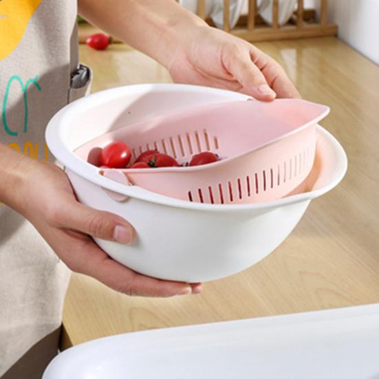 Gemüse-Abtropfkorb Lebensmittelqualität PP-Kunststoff Große Kapazität Stapelbar Doppellagiges Design Rutschfester Griff Schnelle Drainage Küchenaufbewahrung Obst