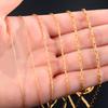 Gold Color Plated Thin Necklace Link Cable Chain 316L Stainless Steel Jewelry Accessories On Neck for Women Ladies Choker Gift